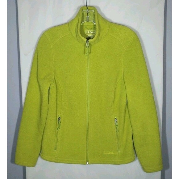 LL Bean Womens Fleece Jacket XS Bright Green Full Zip Comfy Warm Sweatshirt Cozy - Picture 1 of 8